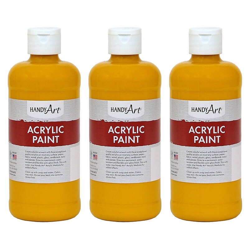 Handy Art Acrylic Paint, 16 oz, Deep Yellow, Pack of 3 (RPC101020-3) image 1
