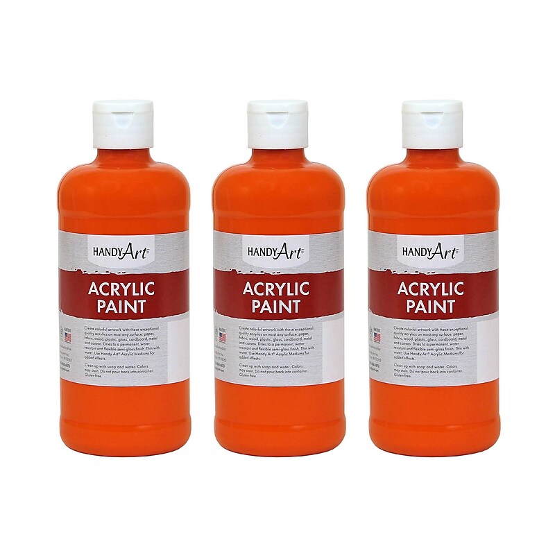 Handy Art Acrylic Paint, 16 oz, Chrome Orange, Pack of 3 (RPC101025-3) image 1