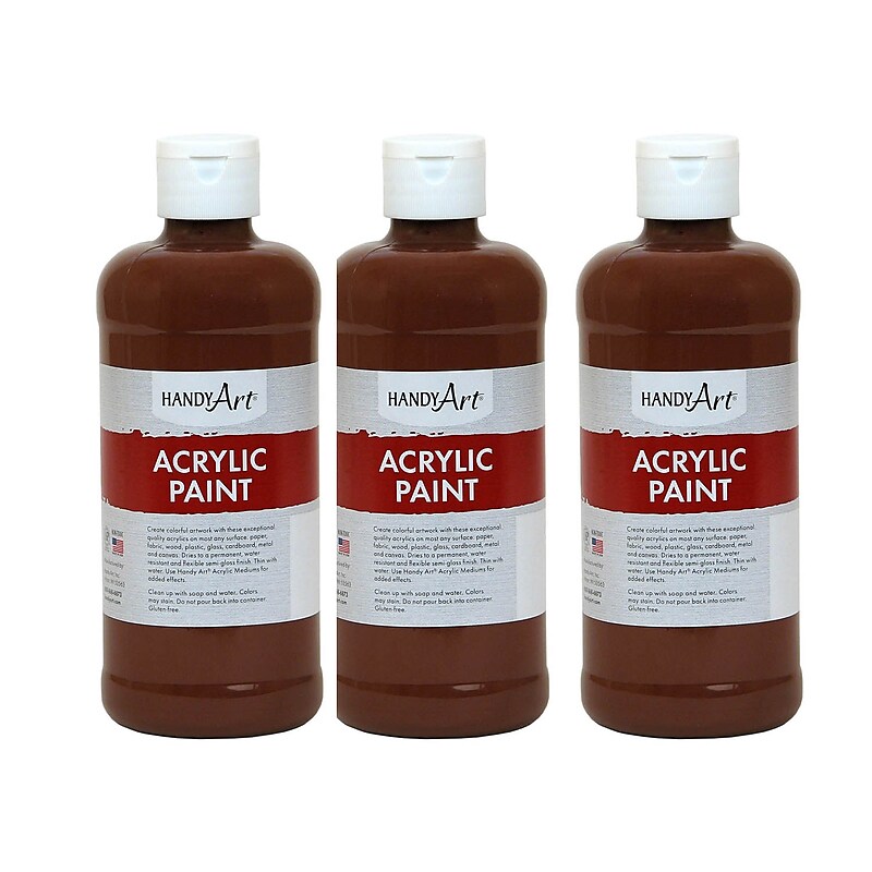 Handy Art Acrylic Paint, 16 oz, Burnt Sienna, Pack of 3 (RPC101085-3) image 1