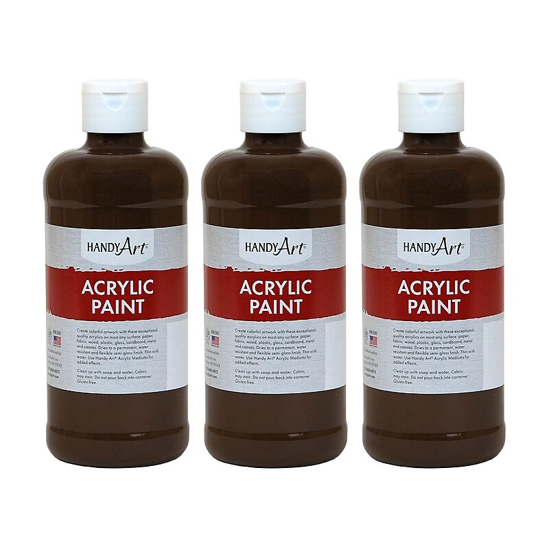 Handy Art Acrylic Paint, 16 oz, Burnt Umber, Pack of 3 (RPC101090-3) image 1