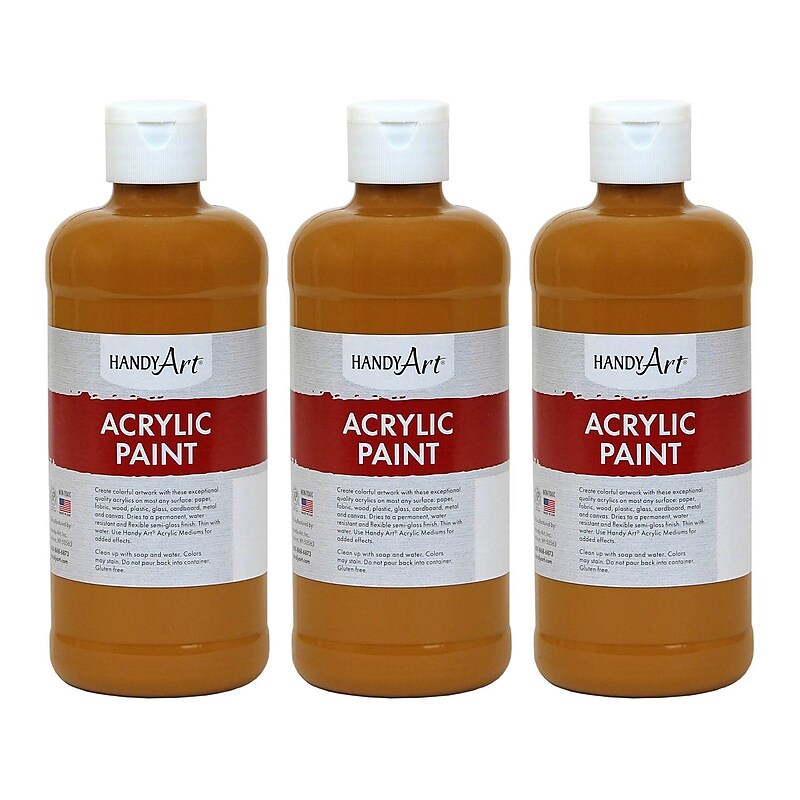 Handy Art Acrylic Paint, 16 oz, Raw Sienna, Pack of 3 (RPC101093-3) image 1