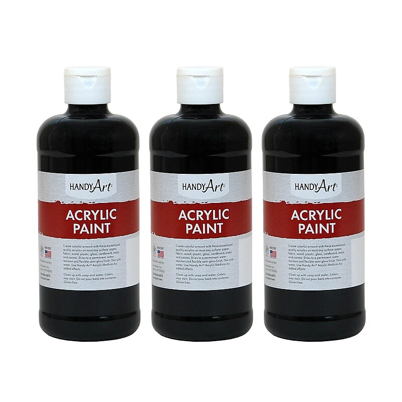 Handy Art Acrylic Paint, 16 oz, Mars Black, Pack of 3 (RPC101100-3) image 1