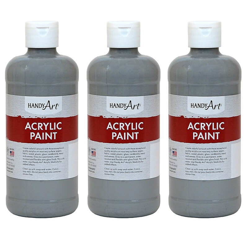 Handy Art Acrylic Paint, 16 oz, Gray, Pack of 3 (RPC101105-3) image 1