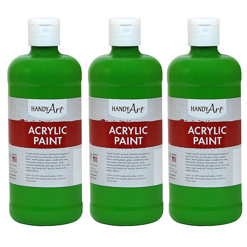 Handy Art Acrylic Paint, 16 oz, Light Green, Pack of 3 (RPC101110-3) image 1