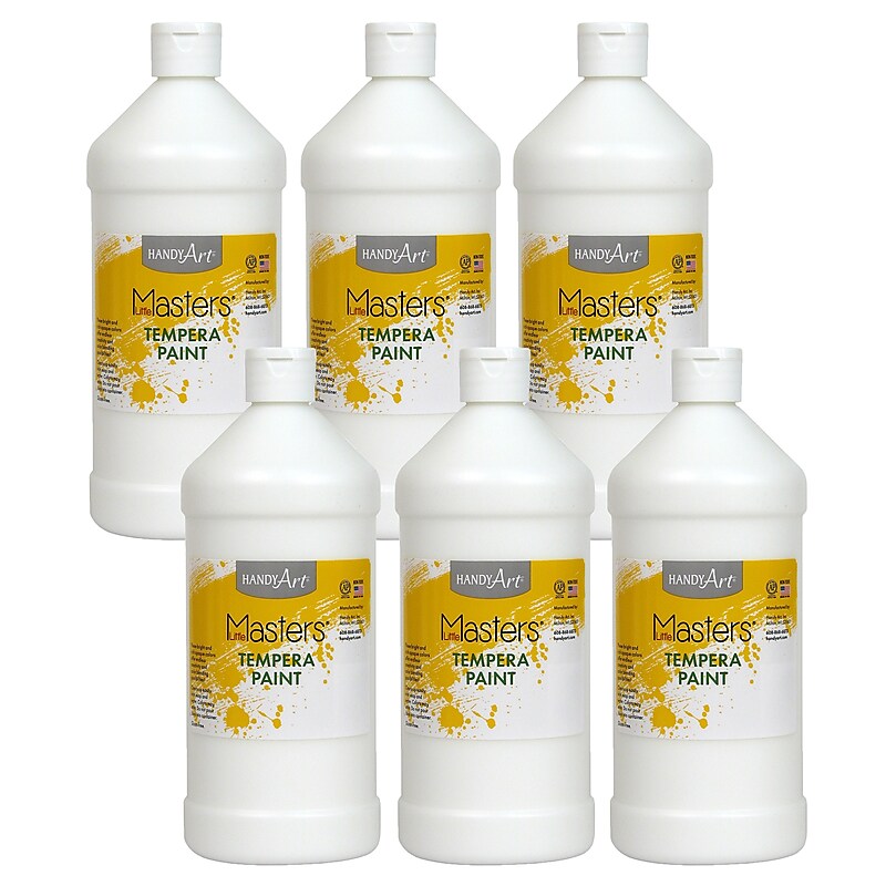Handy Art Little Masters Tempera Paint, White, 32 oz., Pack of 6 (RPC203705-6) image 1