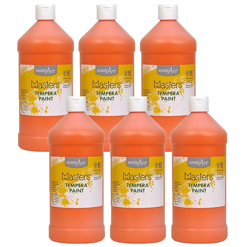 Handy Art Little Masters Tempera Paint, Orange, 32 oz., Pack of 6 (RPC203715-6) image 1