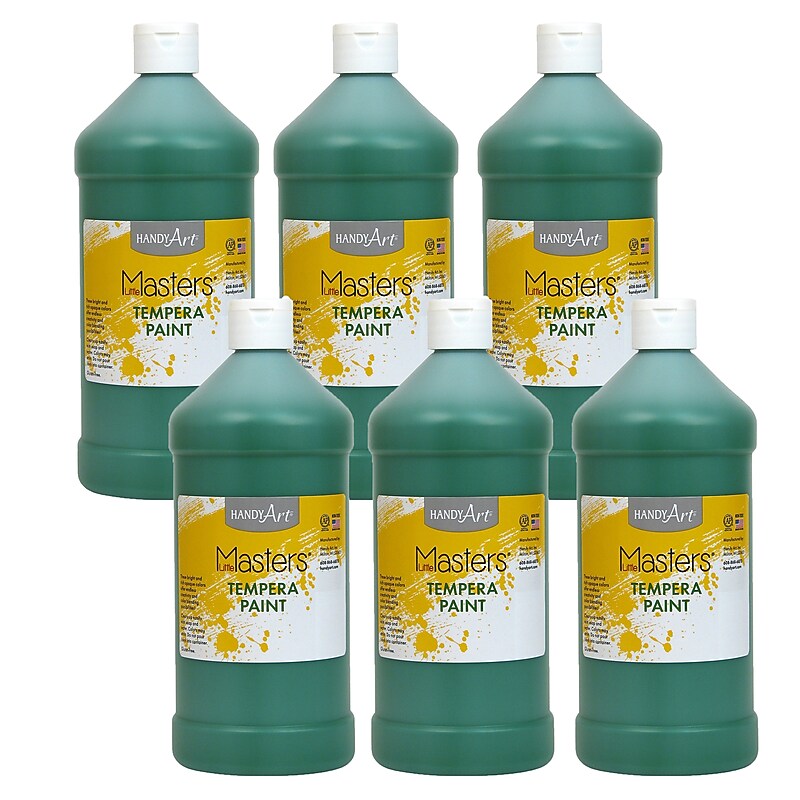 Handy Art Little Masters Tempera Paint, Green, 32 oz., Pack of 6 (RPC203745-6) image 1