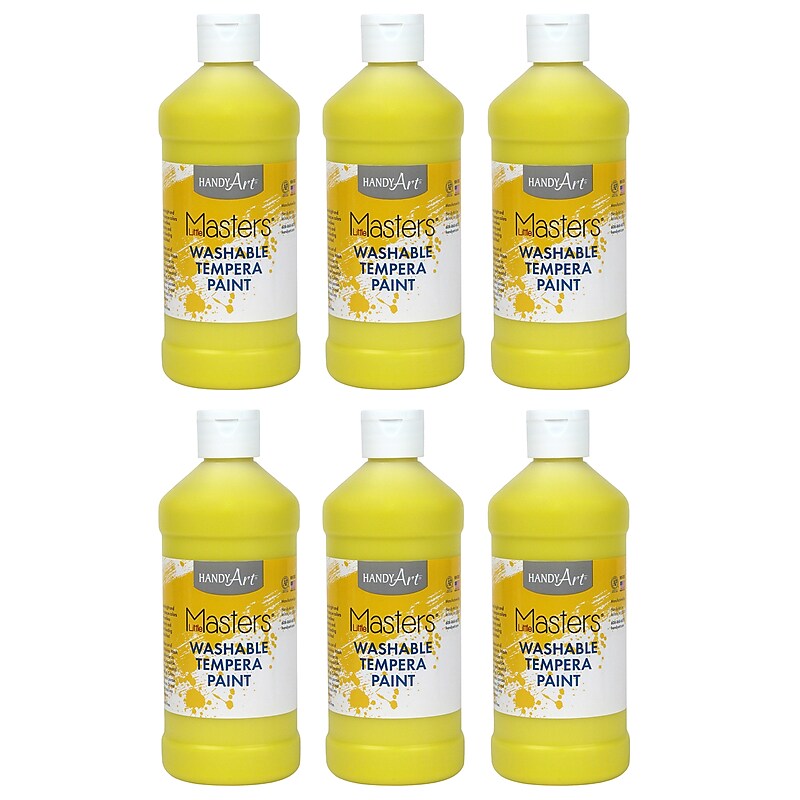 Handy Art Little Masters Washable Tempera Paint, Yellow, 16 oz., Pack of 6 (RPC211710-6) image 1