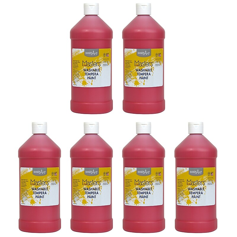 Handy Art Little Masters Washable Tempera Paint, Red, 32 oz., Pack of 6 (RPC213720-6) image 1