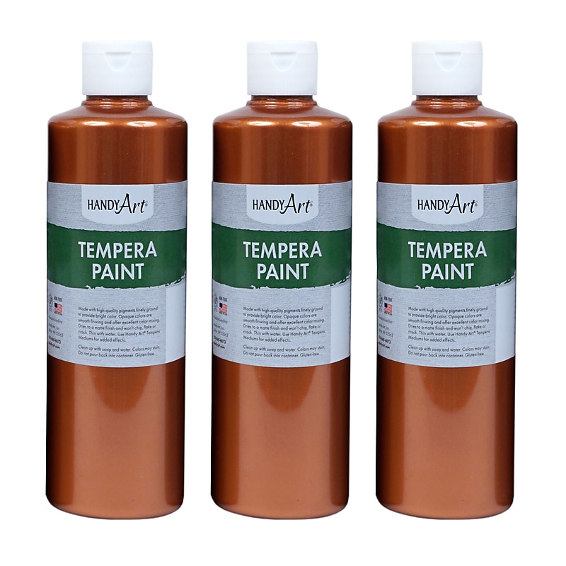 Handy Art® Metallic Tempera Paint, Copper, 16 oz. Bottle, Pack of 3 (RPC231164-3) image 1