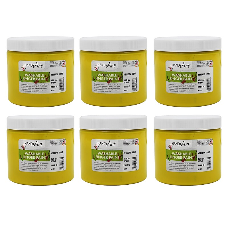 Handy Art Washable Finger Paint, Yellow, 16 oz., Pack of 6 (RPC241010-6) image 1