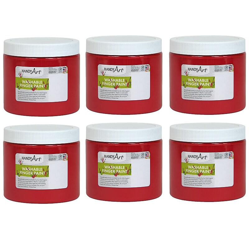 Handy Art Washable Finger Paint, Red, 16 oz., Pack of 6 (RPC241020-6) image 1