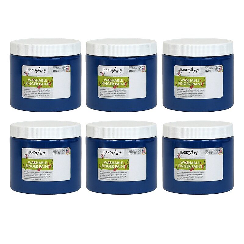 Handy Art Washable Finger Paint, Blue, 16 oz., Pack of 6 (RPC241030-6) image 1