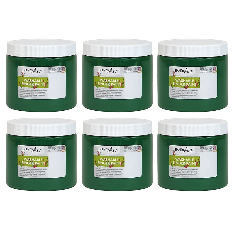Handy Art Washable Finger Paint, Green, 16 oz., Pack of 6 (RPC241045-6) image 1