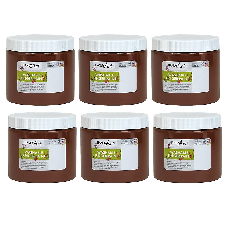 Handy Art Washable Finger Paint, Brown, 16 oz., Pack of 6 (RPC241050-6) image 1