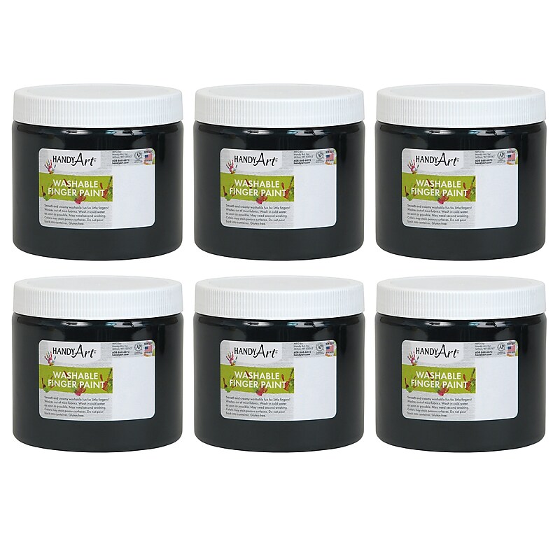 Handy Art Washable Finger Paint, Black, 16 oz., Pack of 6 (RPC241055-6) image 1