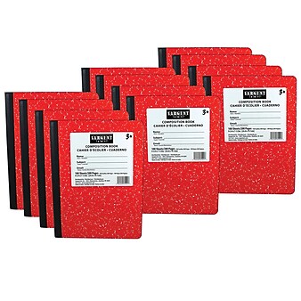 Sargent Art® Composition Book, 9.75" x 7.5" , Wide Ruled, 100 Sheets, Red, Pack of 12 (SAR231521-12)