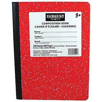 Sargent Art® Composition Book, 9.75" x 7.5" , Wide Ruled, 100 Sheets, Red, Pack of 12 (SAR231521-12)