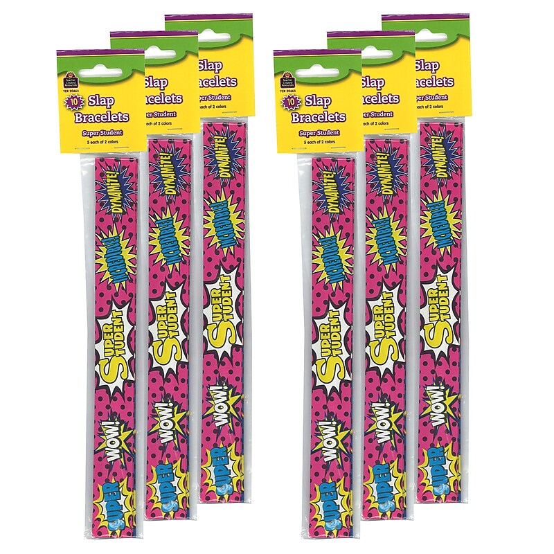Teacher Created Resources Superhero Super Student Slap Bracelets, 10 Per Pack, 6 Packs (TCR20664-6) image 1