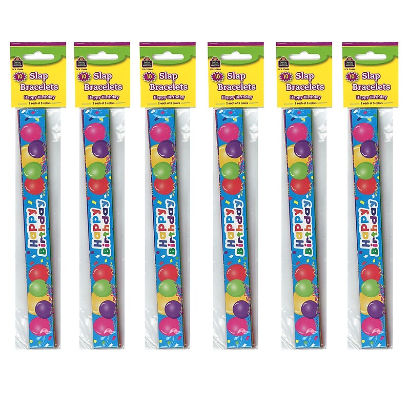 Teacher Created Resources Happy Birthday Balloons Slap Bracelets, 10 Per Pack, 6 Packs (TCR20666-6) image 1