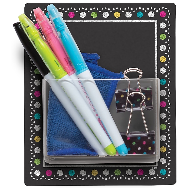 Teacher Created Resources Clingy Thingies Storage Pockets, 1"D x 5.125"W x 6.25"H, Chalkboard Brights, Pack of 3 (TCR77377-3) image 1