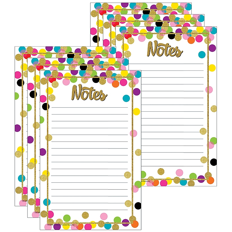 Teacher Created Resources Notepad, 5" x 8", Assorted Colors, 50 Sheets/Pad, 6 Pads/Bundle (TCR8893-6) image 1