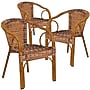 Flash Furniture Cadiz Series Bamboo Patio Chair, Burning Brown Rattan/Dark Red Bamboo-Aluminum Frame, 3 Pack (3SDAAD632009D1)~#|#~sp160198798_sc7