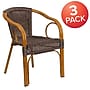 Flash Furniture Cadiz Series Bamboo Patio Chair, Dark Brown Rattan/Red Bamboo-Aluminum Frame, 3 Pack (3SDAAD632009D2)~#|#~sp160198820_sc7