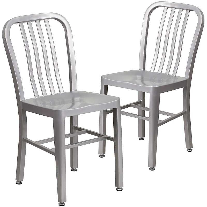 Flash Furniture Colorful Restaurant Chair, Silver, 2 Pack (2CH6120018SIL) image 1