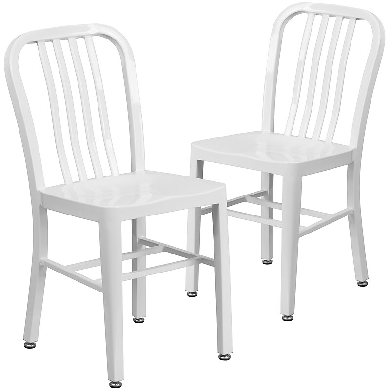 Flash Furniture Colorful Restaurant Chair, White, 2 Pack (2CH6120018WH) image 1