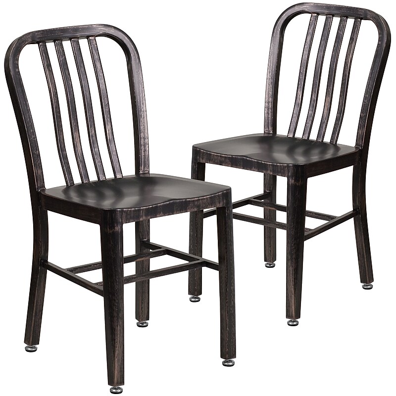 Flash Furniture Colorful Restaurant Chair, Black-Antique Gold, 2 Pack (2CH6120018BQ) image 1