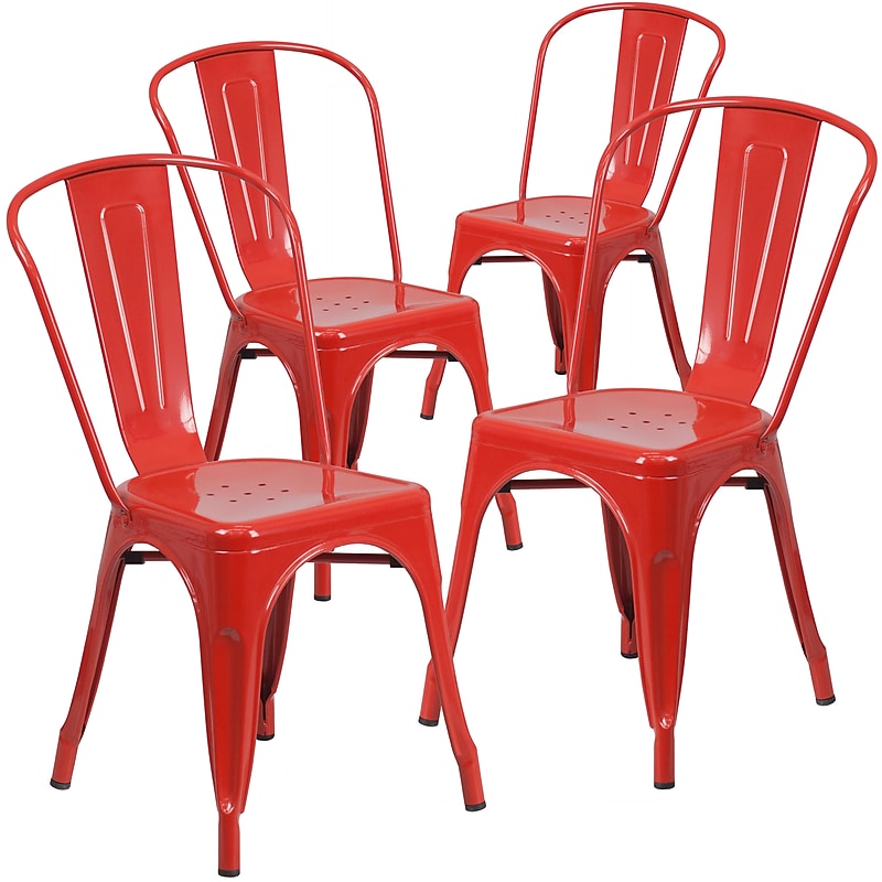 Flash Furniture Colorful Restaurant Chair, Red, 4 Pack (4CH31230RED) image 1
