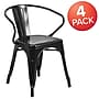 Flash Furniture Colorful Restaurant Chair with Arms, Black, 4 Pack (4CH31270BK)~#|#~sp160199104_sc7