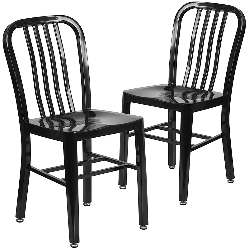 Flash Furniture Colorful Restaurant Chair, Black, 2 Pack (2CH6120018BK) image 1