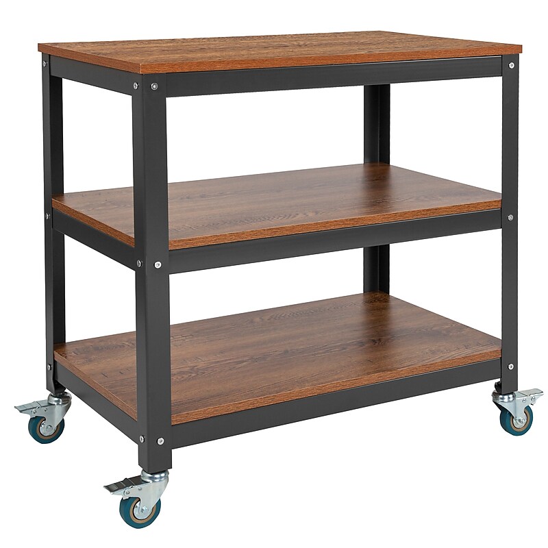 Flash Furniture Livingston Collection 3 Shelf 30"H Storage Bookcase, Brown Oak (NANJN2522B3) image 1