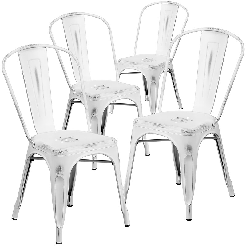 Flash Furniture Colorful Restaurant Chair, White, 4 Pack (4ET3534WH) image 1
