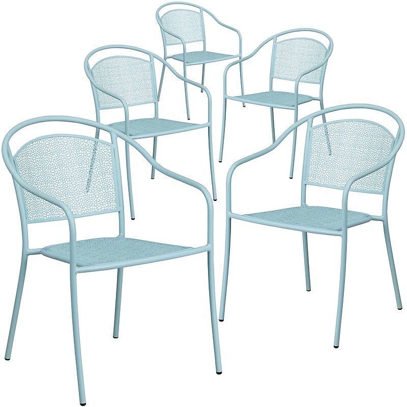 Flash Furniture Patio Arm Chair with Round Back, Sky Blue, 5 Pack (5CO3SKY) image 1