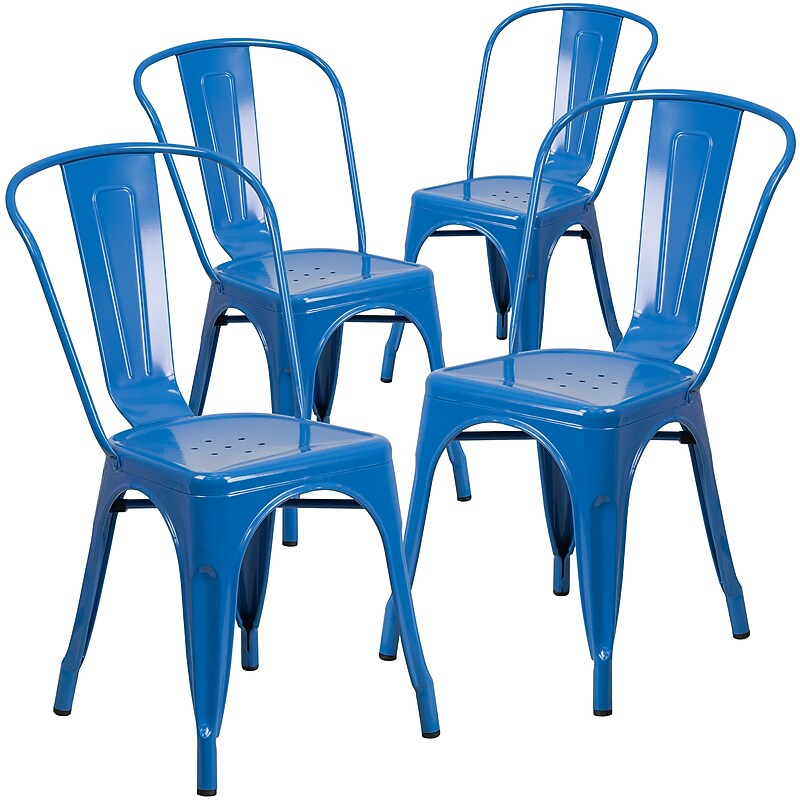Flash Furniture Colorful Restaurant Chair, Blue, 4 Pack (4CH31230BL) image 1