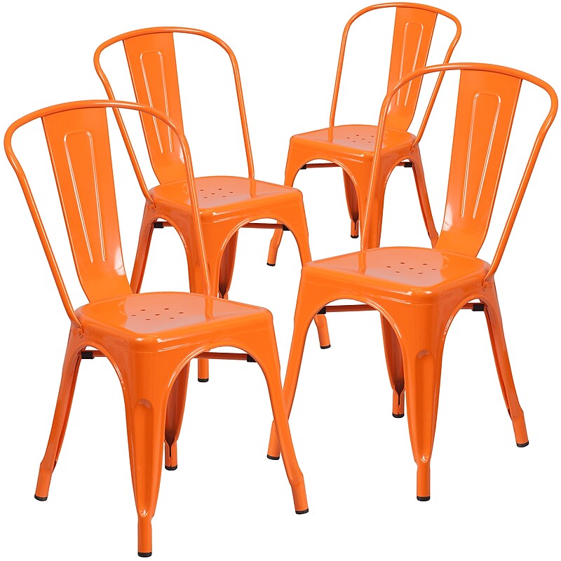 Flash Furniture Colorful Restaurant Chair, Orange, 4 Pack (4CH31230OR) image 1
