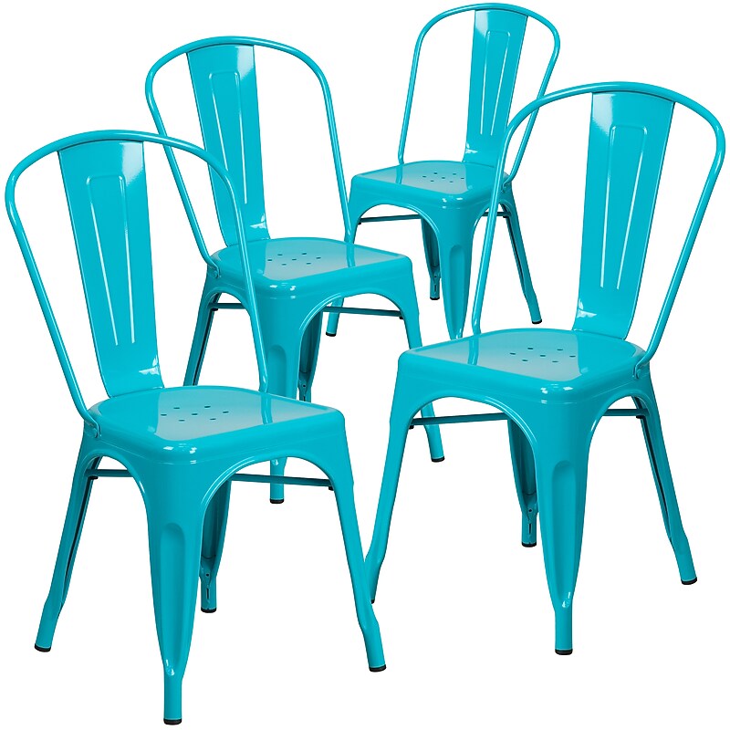 Flash Furniture Colorful Restaurant Chair, Crystal Teal-Blue, 4 Pack (4ET3534CB) image 1