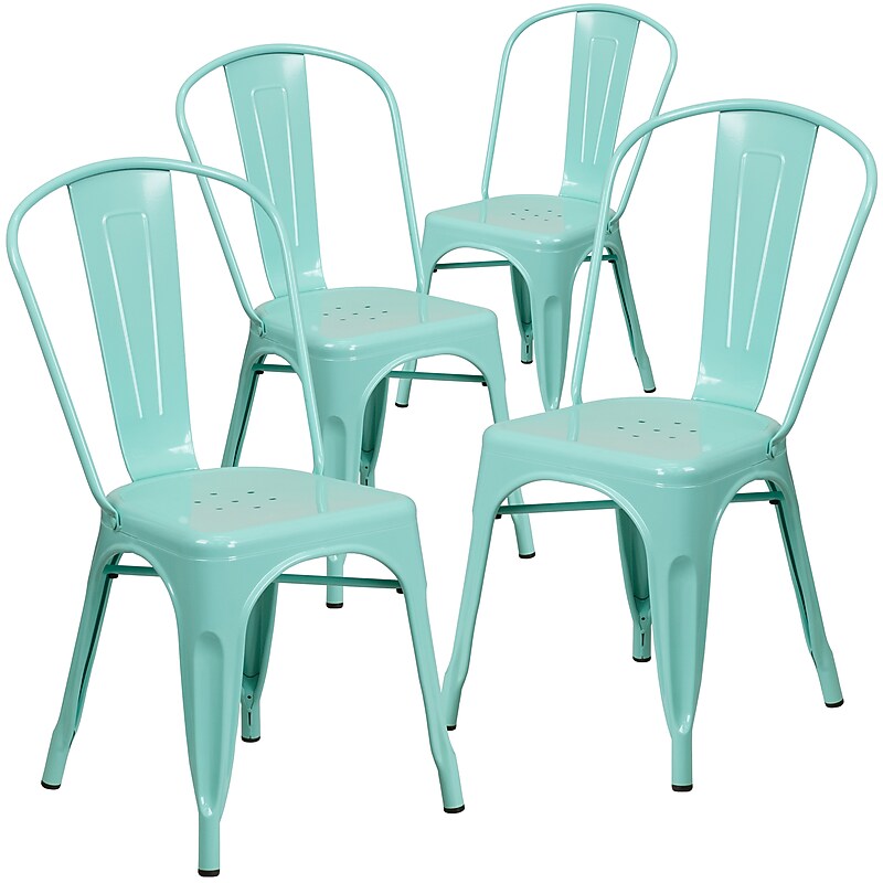Flash Furniture Colorful Restaurant Chair, Mint Green, 4 Pack (4ET3534MINT) image 1