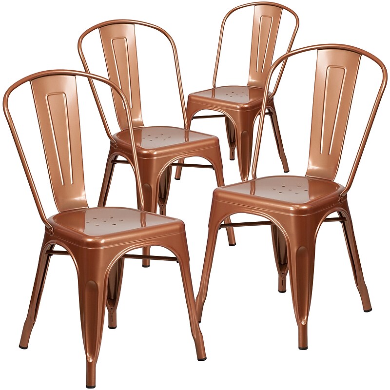 Flash Furniture Colorful Restaurant Chair, Copper, 4 Pack (4ET3534POC) image 1