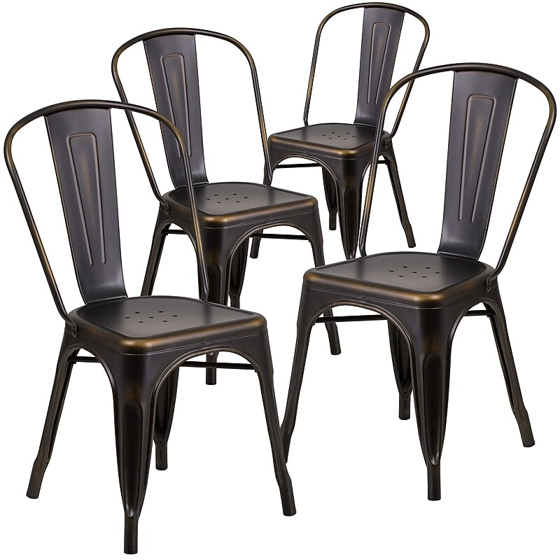 Flash Furniture Colorful Restaurant Chair, Copper, 4 Pack (4ET3534COP) image 1