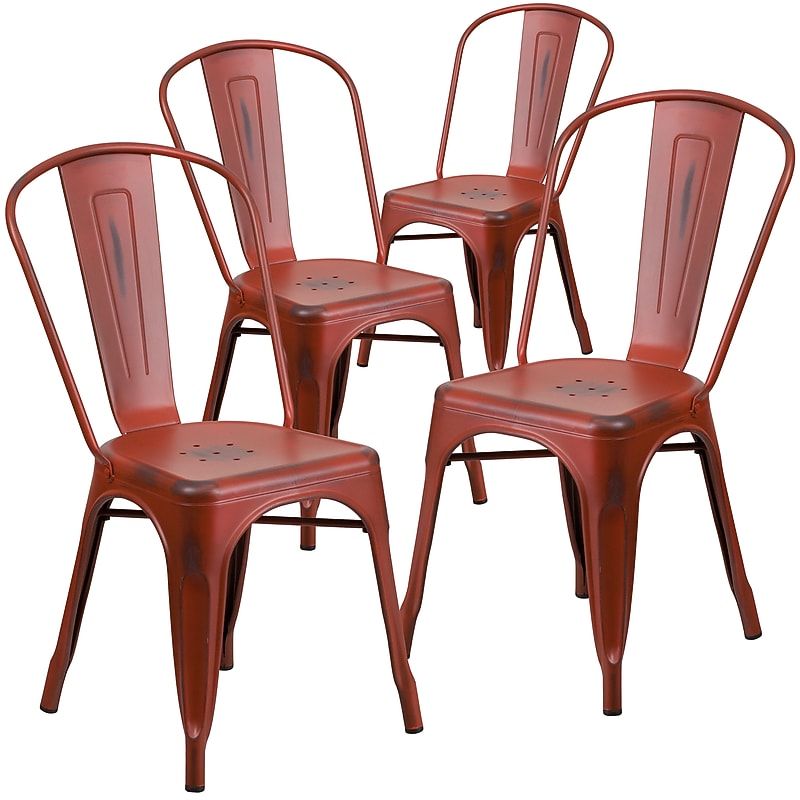 Flash Furniture Colorful Restaurant Chair, Kelly Red, 4 Pack (4ET3534RD) image 1