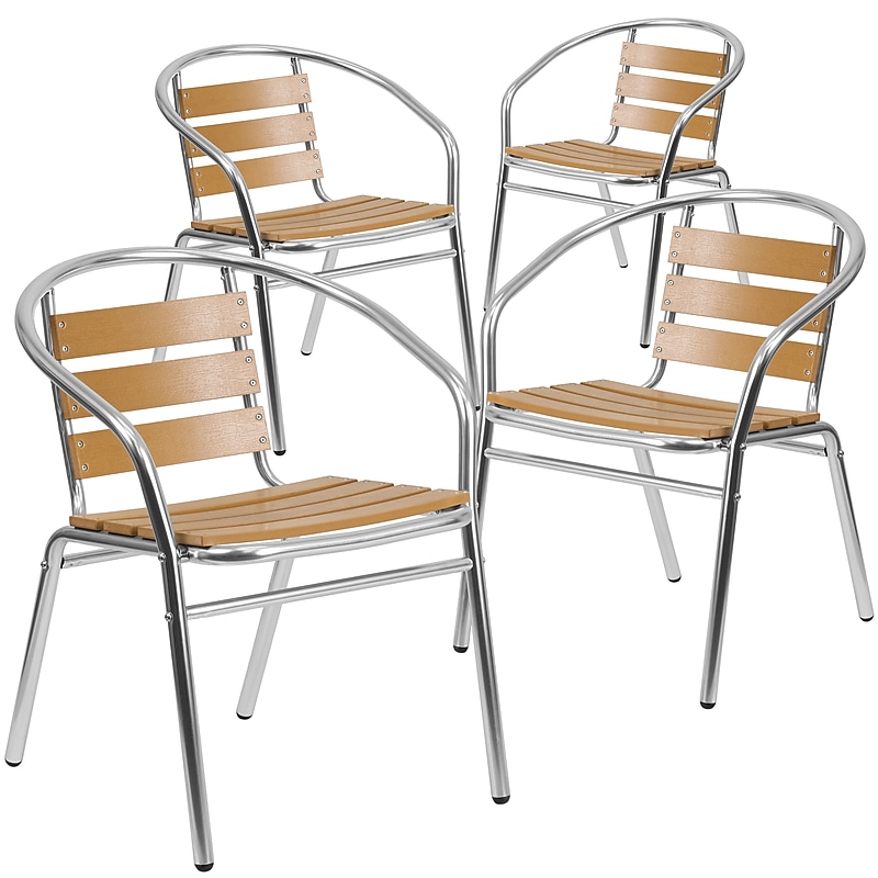 Flash Furniture Restaurant Patio Chair, Aluminum, 4 Pack (4TLH017W) image 1