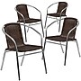 Flash Furniture Restaurant Patio Chair, Aluminum and Dark Brown Rattan, 4 Pack (4TLH020)~#|#~sp160415170_sc7