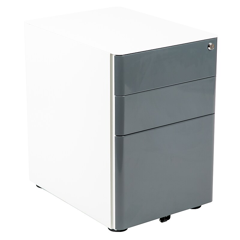 Flash Furniture 3-Drawer Cabinet, Legal & Letter Files, White/Charcoal, 21" (HZCHPL02GRYWH) image 1