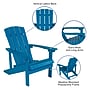 Flash Furniture Charlestown All-Weather Poly Resin Wood Adirondack Chairs with Side Table, Blue, 3/Set (JJC145012T141BU)~#|#~sp160415537_sc7