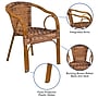 Flash Furniture Cadiz Series Bamboo Patio Chair, Burning Brown Rattan/Dark Red Bamboo-Aluminum Frame (SDAAD632009D1)~#|#~sp160415733_sc7