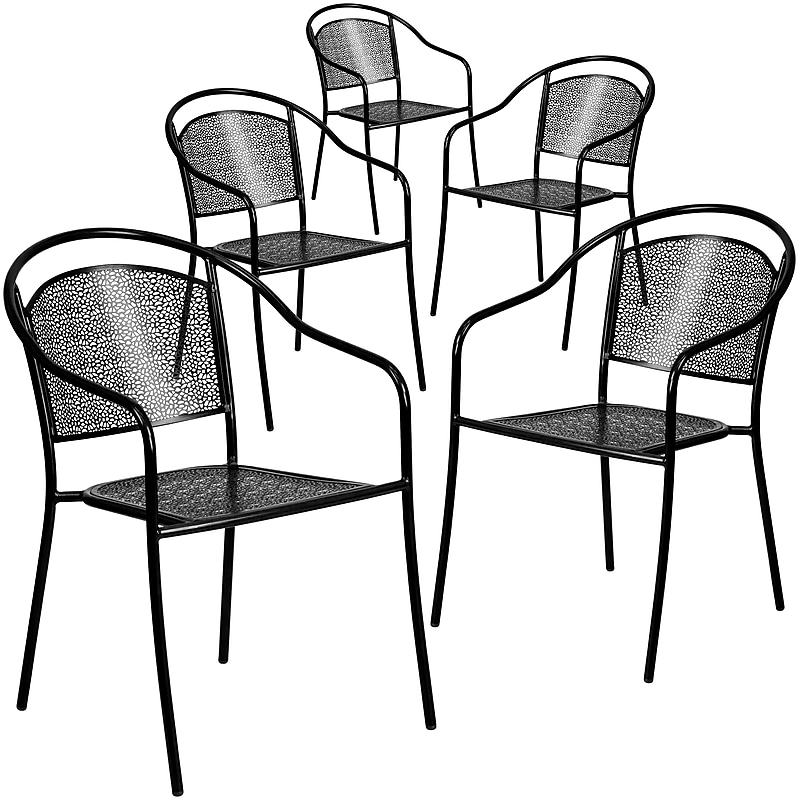 Flash Furniture Patio Arm Chair with Round Back, Black, 5 Pack (5CO3BK) image 1